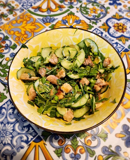 Insalata pollo croccante al limone e burro di arachidi