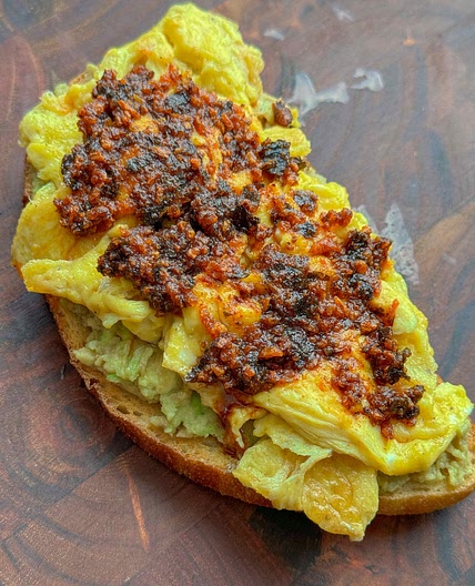 Avocado Toast With Egg And Chili Crunch 