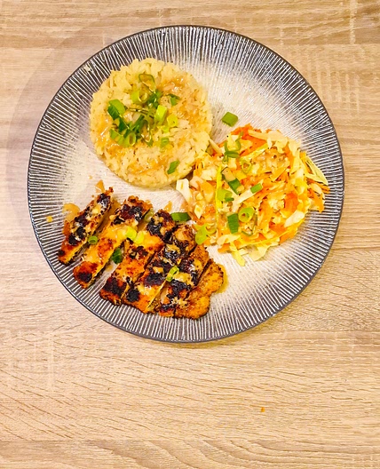 Schnitzel avec riz ail-gingembre