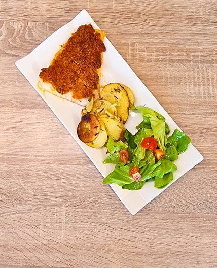 Dos de cabillaud et son crumble de chorizo au parmesan