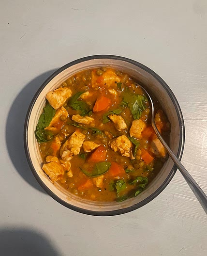 Chicken & Lentil Soup - high protein and high fibre!