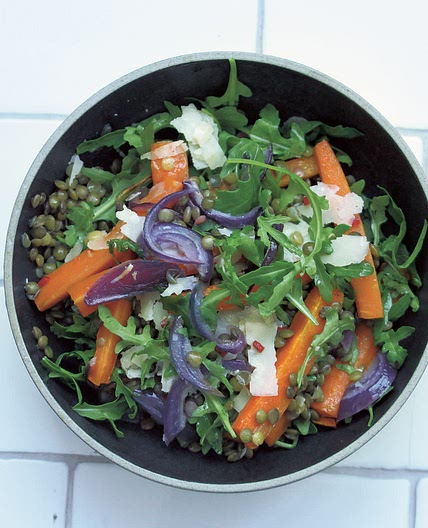CARROT, PARMESAN, ROCKET, LENTIL + CHILLI SALAD