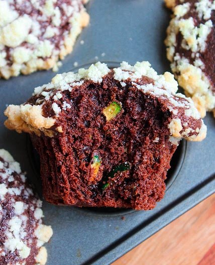 Chocolate Zucchini Streusel Muffins