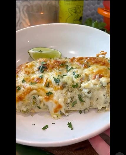 Creamy Salsa Verde Chicken Enchiladas