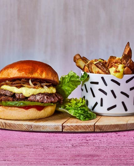 Smashed Patty Burger with Cheesy Fries