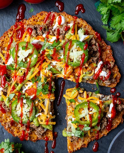 Keto Mexican Pizza on a Cheddar Cheese Crust