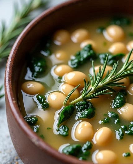 Zuppa con broccoletti e fagioli bianchi