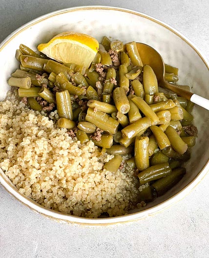 Green Bean Stew with Minced Beef (Loubieh bi Lahme)