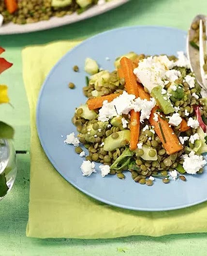 Salade lentilles feta et avocat
