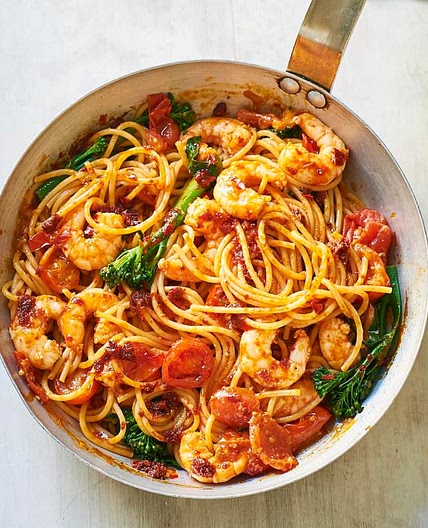 Prawn Harissa Spaghetti 