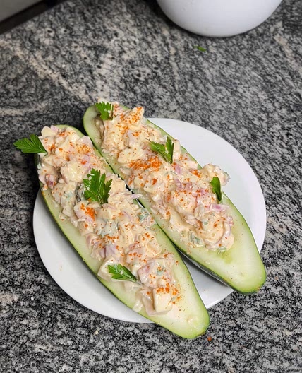 Egg Salad Cucumber boat