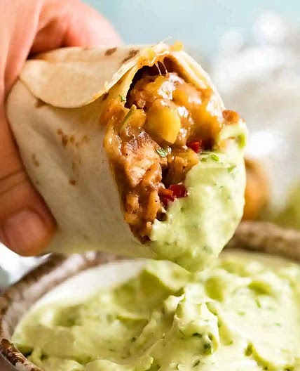 Chicken Burittos with Avocado-Lime Crema