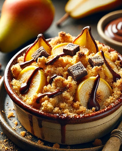 Crumble poire banane chocolat