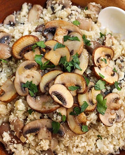 Mushroom Risotto with Cauliflower Rice