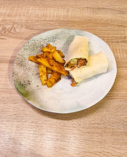 Wraps de steak et pommes de terre rôties