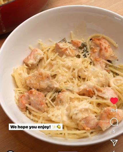Chicken and asparagus Lemon and herb ricotta pasta