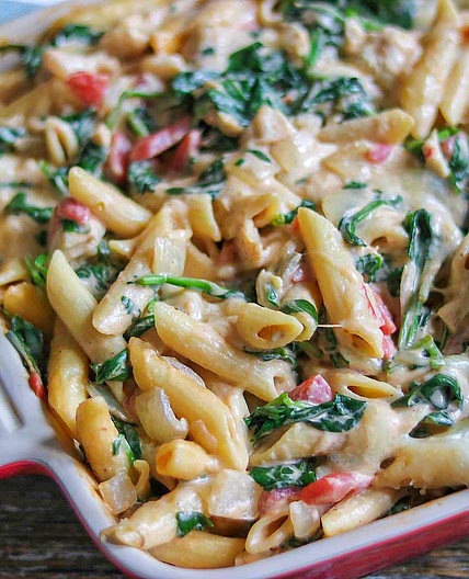 Chicken, Spinach, and Cheese Pasta Bake