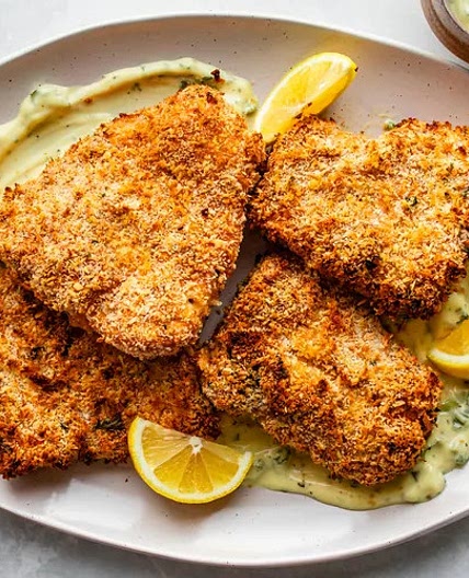 Panko-crusted baked Haddock with tartare