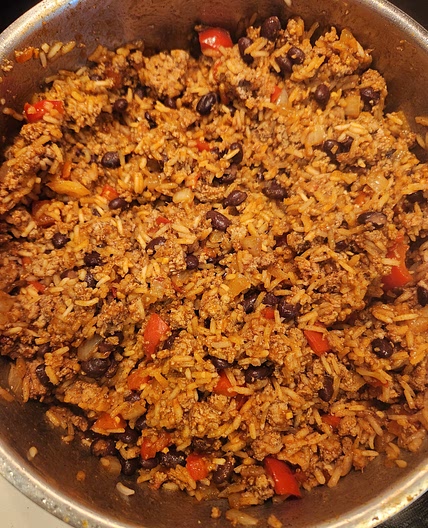 Ground turkey Mexican rice skillet