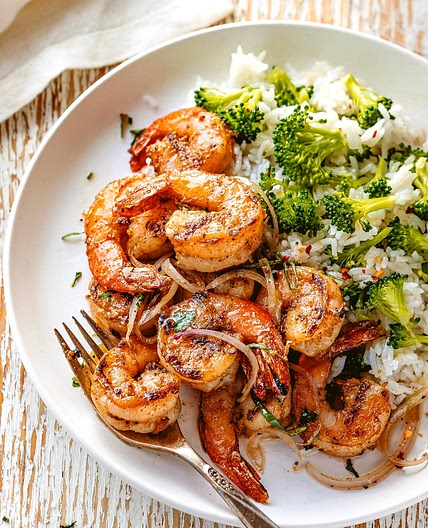 amazing garlic 🦐 with rice (P: 44g)