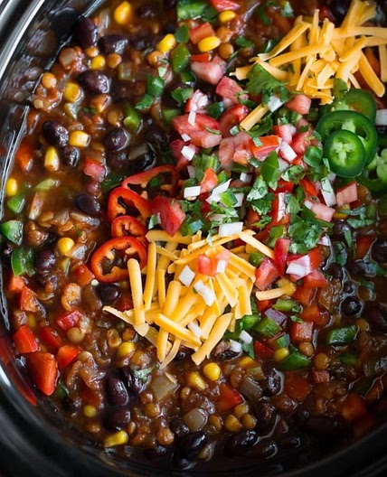 Slow Cooker Lentil Taco Chili