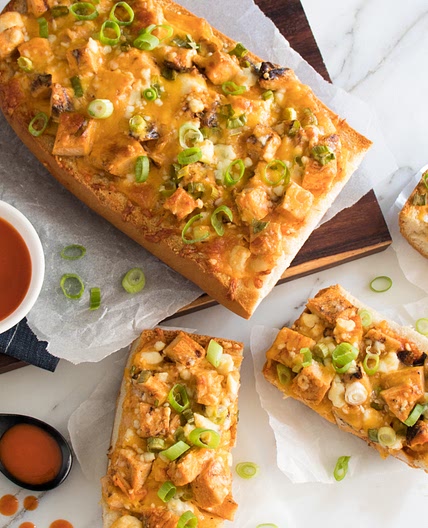 Baked Buffalo Chicken French Bread Pizzas