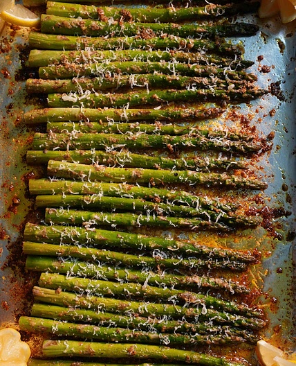 Oven Roasted Garlic Parmigiano Asparagus (family sized serving)