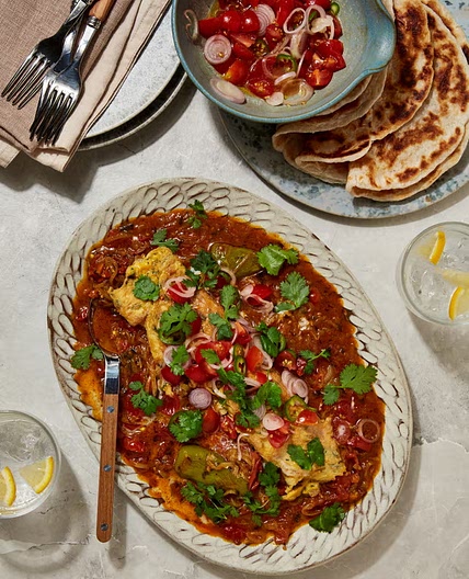 Curried omelette with tomato salsa