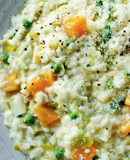 Squash, pea & sage risotto