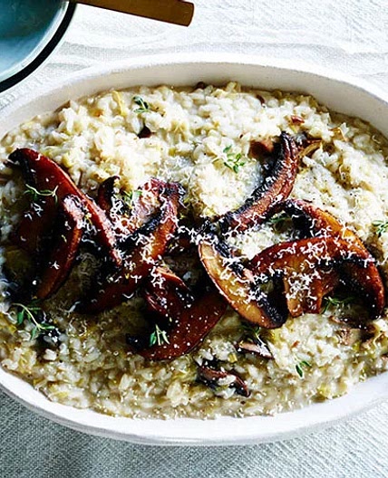Leek, mushroom and thyme risotto