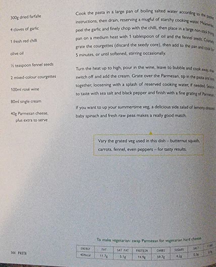 Courgette pasta - Jamie's Veg page xx