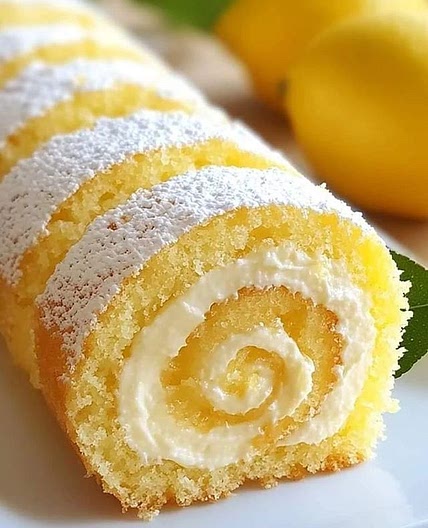 Velvet Lemon Cream Roll Cake 💛🍋