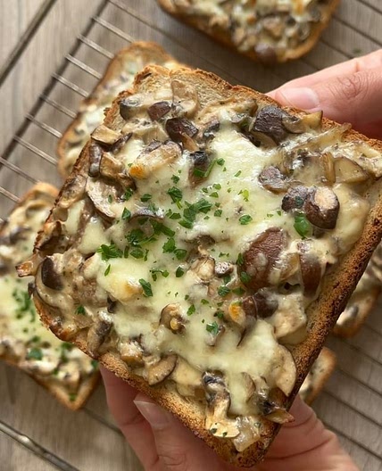 Tartines forestières champignons et mozzarella