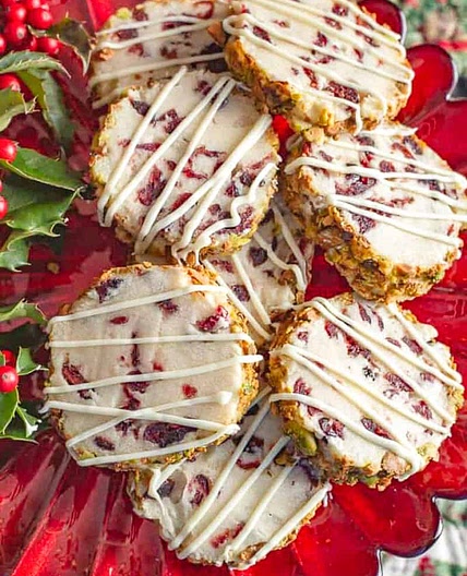 Cranberry Pistachio Shortbread Cookies