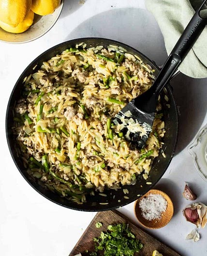 Lemon Parmesan Sausage Orzo