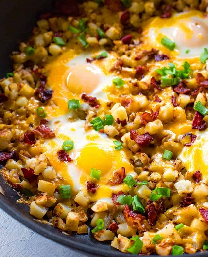 Potato Hash with Bacon & Eggs