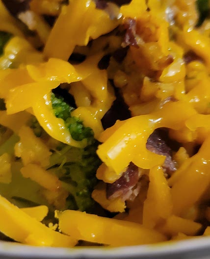 Red kidney beans with broccoli and yellow rice