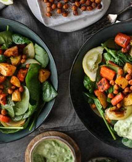 Roasted Vegetable Salad with Crispy Chickpeas