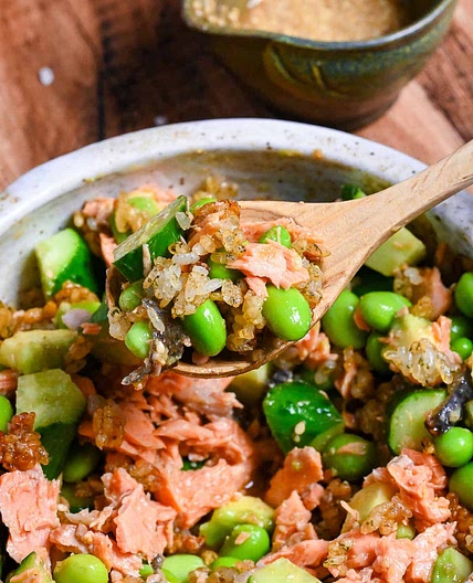 Crispy Rice Salad with Salmon Recipe (Japanese Flavor Twist)