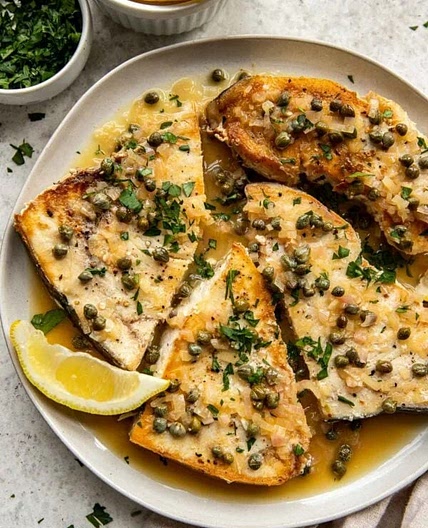 25-Minute Pan-Seared Swordfish with Lemon Caper Sauce