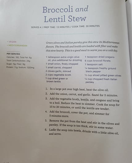 Broccoli and lentil stew (140)