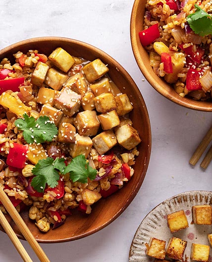 Pineapple Fried Rice with Tahini-Maple Glaze