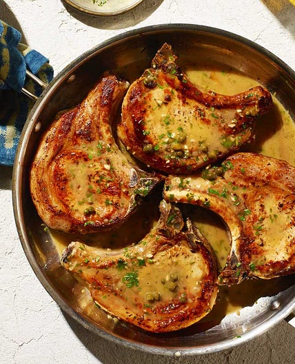 Pork Chops in Lemon-Caper Sauce