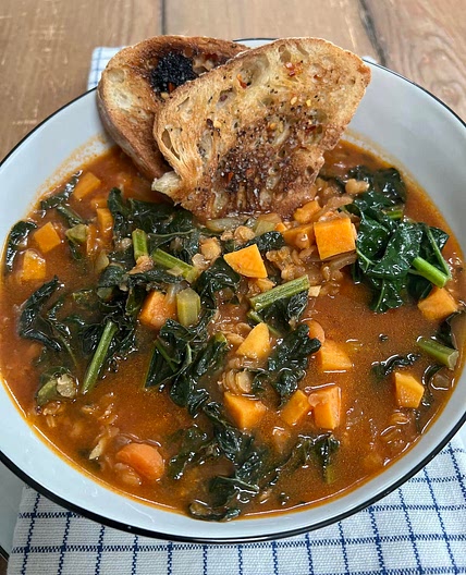 Easy Sweet Potato and Red Lentil Soup