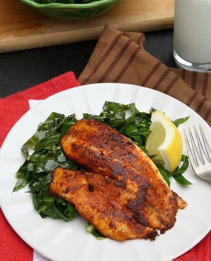 Blackened Catfish with Collard Greens