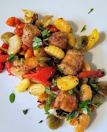 Sheet Pan Sausage, Gnocchi and Peppers