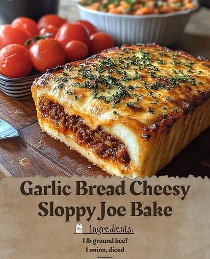 Garlic Bread Cheesy Sloppy Joe Bake