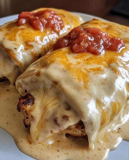 Cheesy Chicken Enchiladas with Creamy Sauce