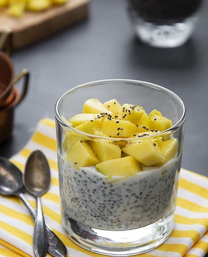 Tropical coconut chia seed pudding