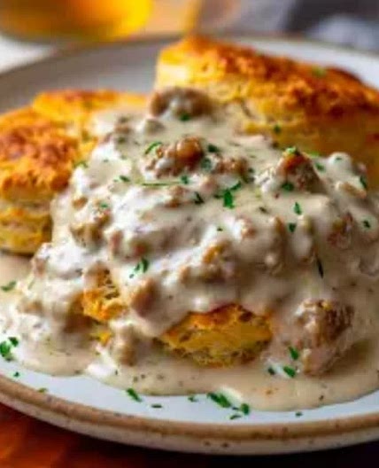 Buttermilk Biscuits with sausage and gravy